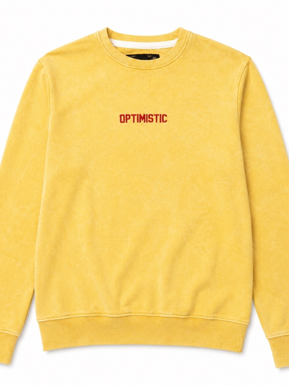Men's Yellow 'OPTIMISTIC' Crewneck Sweater